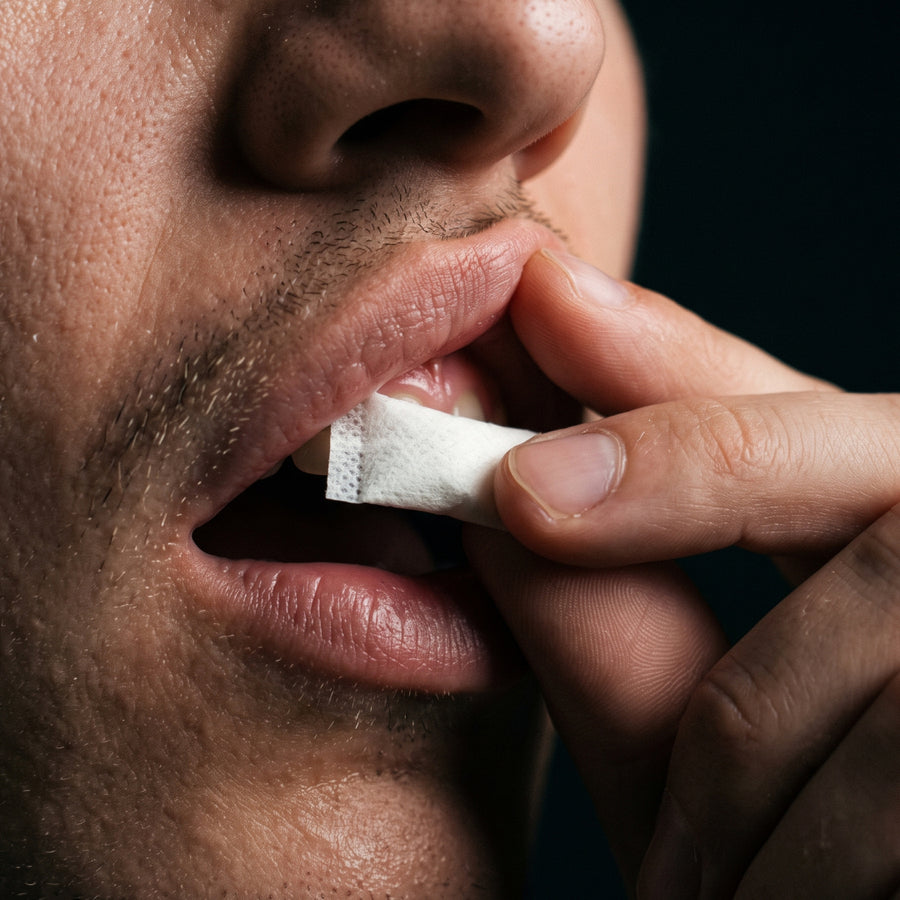 Place on gum for up to 30 minutes. Do not chew, swallow or eat it.