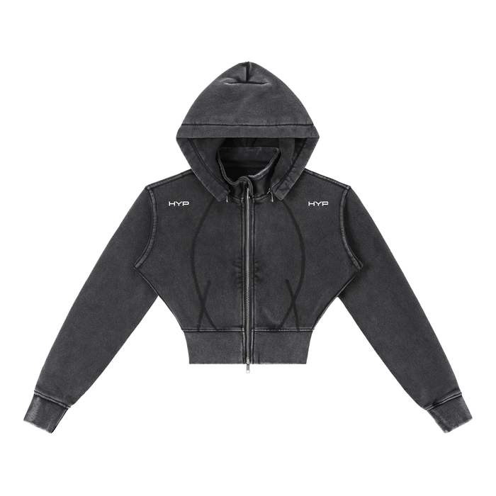 HYP Vintage Washed Cropped Fleece Hoodie